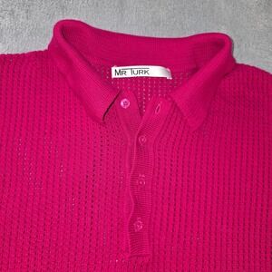 Mr Turk Mens Knit Polo Shirt Magenta Pink Mercerized Cotton M176001